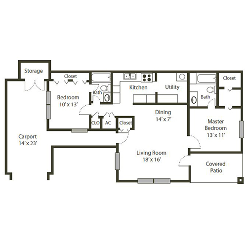 Lakeshore Village Apartments two bedroom, two bath